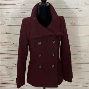 H&M Maroon Double Breasted Pea Coat Size 4
